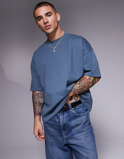 ASOS DESIGN heavyweight oversized drop shoulder t-shirt in charcoal