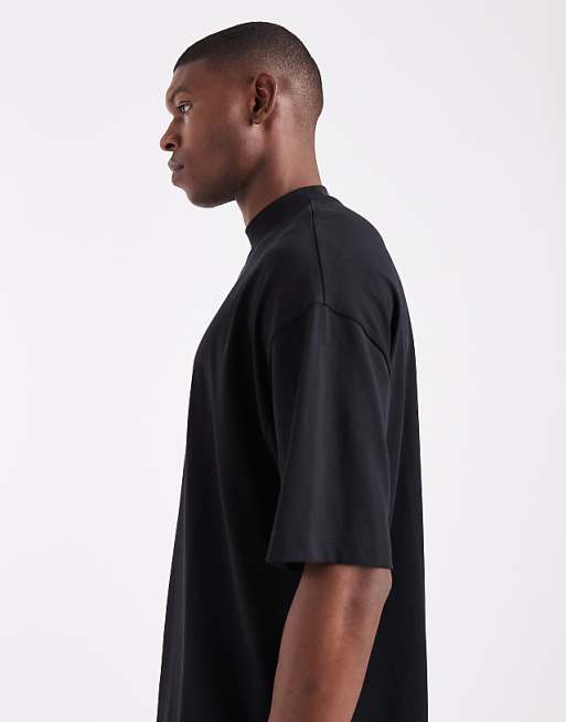 ASOS DESIGN Heavyweight Oversized High Neck T-shirt In Black