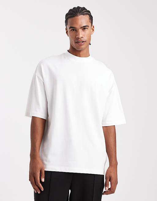 ASOS DESIGN heavyweight oversized high neck t-shirt in white