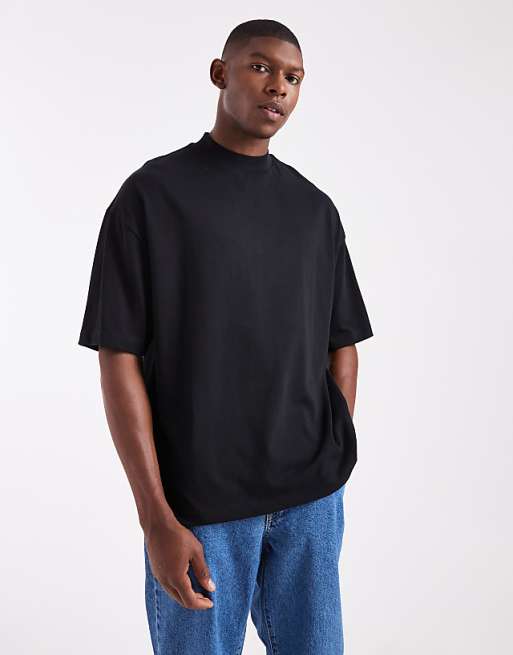 ASOS DESIGN heavyweight oversized high neck t-shirt in black
