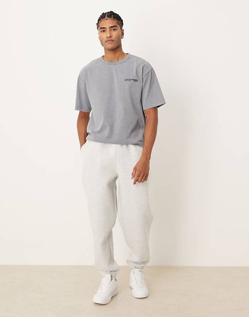 ASOS DESIGN heavyweight oversized jogger in scuba-style fabric in ice marl