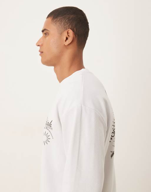 ASOS DESIGN Heavyweight Oversized Long Sleeve T-shirt With Sports Graphic In Grey Pique