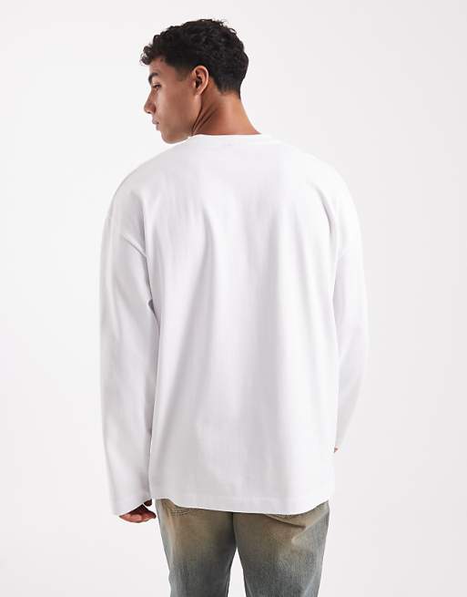 ASOS DESIGN Heavyweight Oversized Long Sleeve T-shirt In White