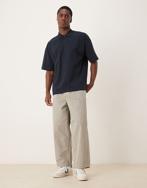 ASOS DESIGN Heavyweight Oversized Polo In Navy