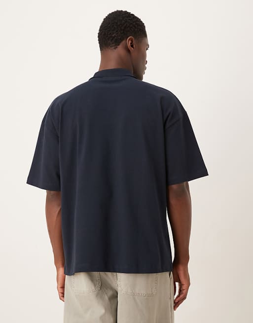 ASOS DESIGN Heavyweight Oversized Polo In Navy