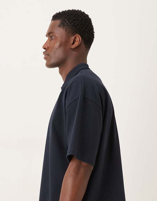 ASOS DESIGN Heavyweight Oversized Polo In Navy