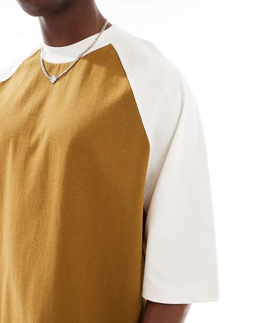 ASOS DESIGN Heavyweight Oversized Raglan T-shirt In Khaki