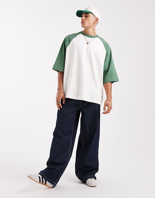 ASOS DESIGN Heavyweight Oversized Raglan T-shirt In Cream
