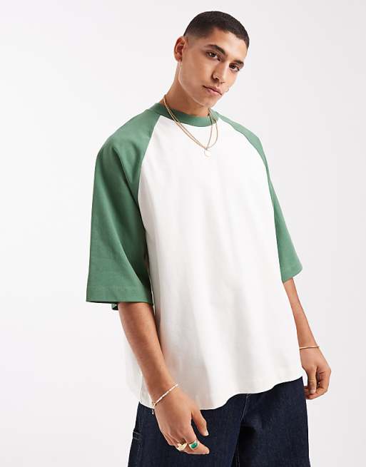 ASOS DESIGN heavyweight oversized raglan t-shirt in cream