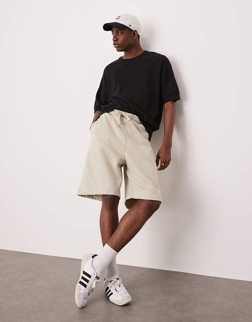 ASOS DESIGN heavyweight oversized shorts 400gsm in light beige - BEIGE