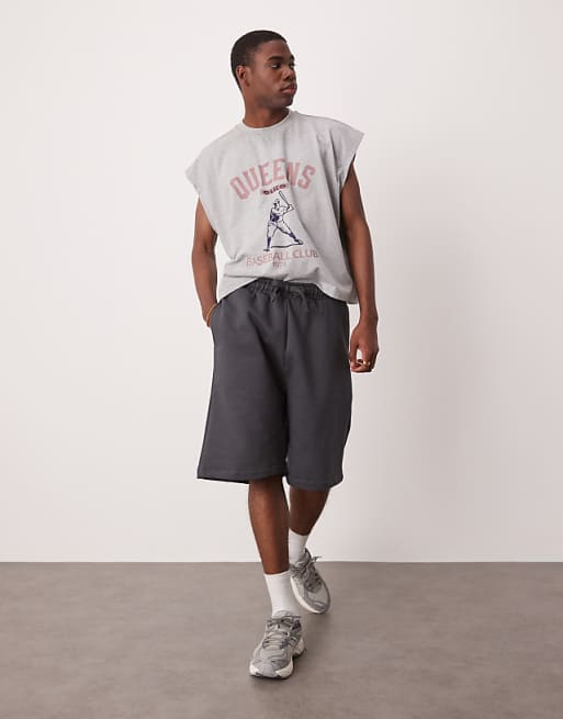 ASOS DESIGN heavyweight oversized shorts 400gsm in charcoal - CHARCOAL