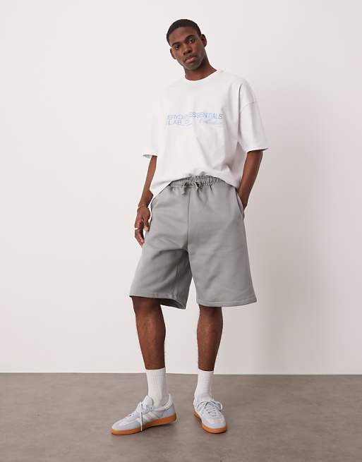 ASOS DESIGN heavyweight oversized shorts 400gsm in grey - GREY