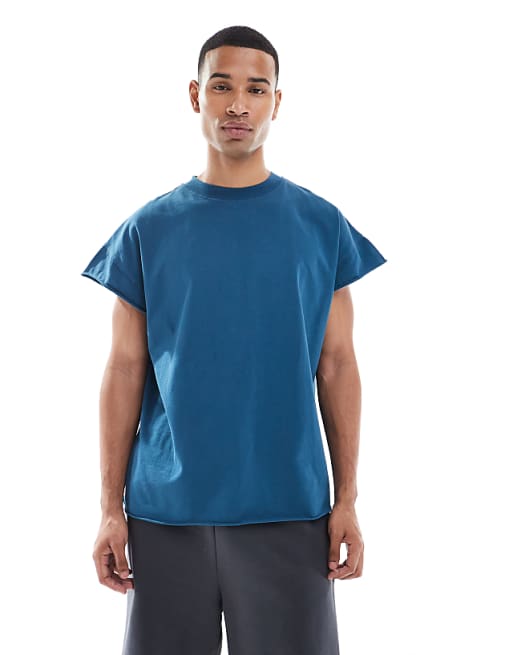 ASOS DESIGN heavyweight oversized t-shirt in garment dyed navy
