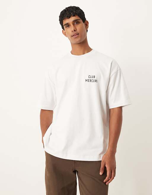 ASOS DESIGN Heavyweight Oversized T-shirt With Apple Print In White