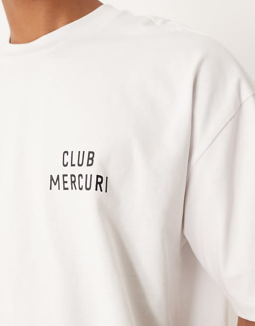 ASOS DESIGN Heavyweight Oversized T-shirt With Apple Print In White
