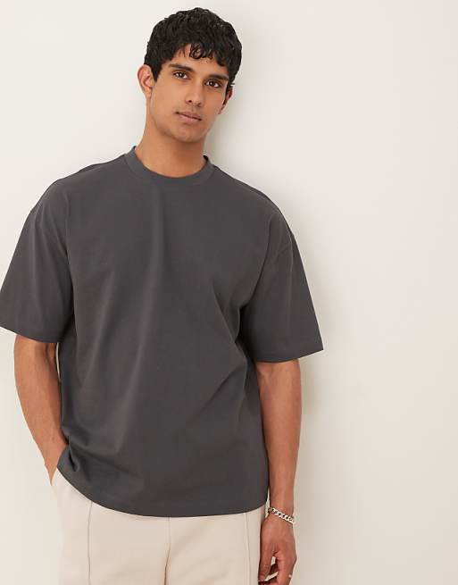 ASOS DESIGN Heavyweight Oversized T-shirt With Back Print In Washed Black