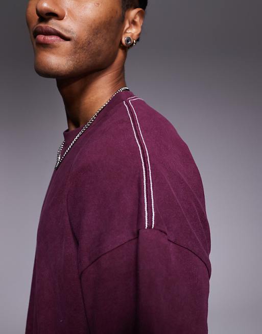 ASOS DESIGN Heavyweight Oversized T-shirt With Celestial Spine Graphic In Washed Burgundy