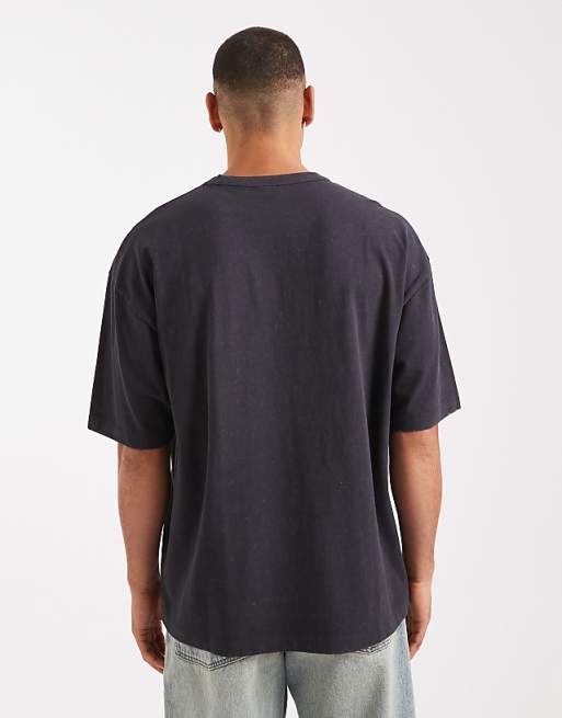 ASOS DESIGN Heavyweight Oversized T-shirt With City Graphic In Washed Black
