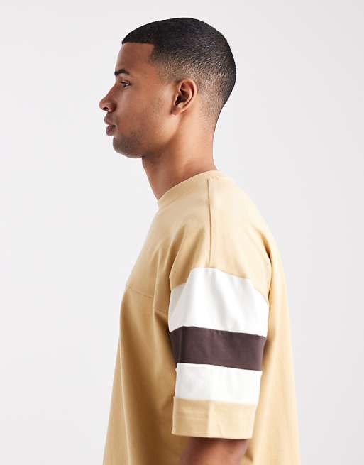 ASOS DESIGN Heavyweight Oversized T-shirt With Contrast Panels In Yellow