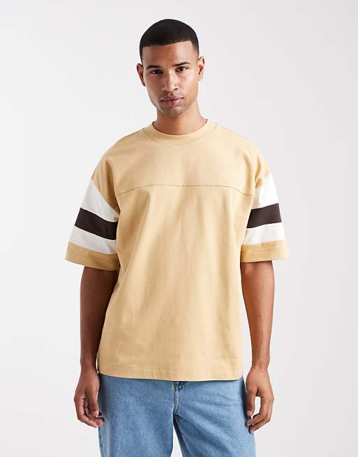 ASOS DESIGN heavyweight oversized t-shirt with contrast panels in yellow