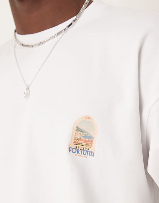 ASOS DESIGN Heavyweight Oversized T-shirt With Destination Back Print In White