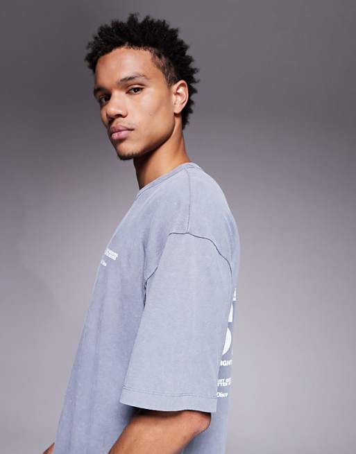 ASOS DESIGN Heavyweight Oversized T-shirt With Food & Drink Graphic In Washed Grey