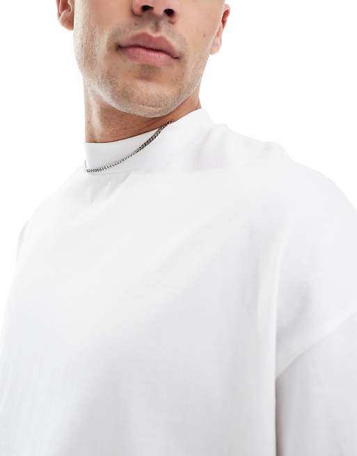 ASOS DESIGN Heavyweight Oversized T-shirt With High Neck In White