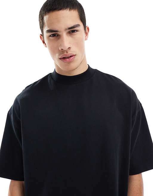 ASOS DESIGN Heavyweight Oversized T-shirt With High Neck In Black