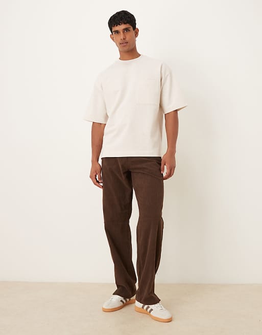 ASOS DESIGN Heavyweight Oversized T-shirt With Pocket In Beige Marl