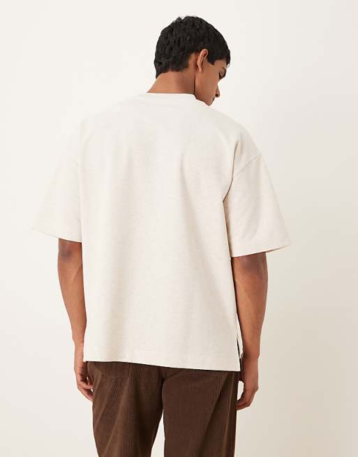 ASOS DESIGN Heavyweight Oversized T-shirt With Pocket In Beige Marl