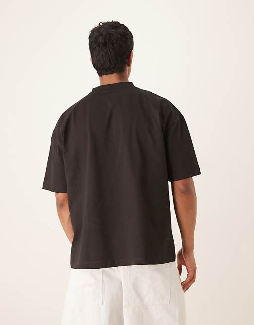 ASOS DESIGN Heavyweight Oversized T-shirt With Script Print In Black