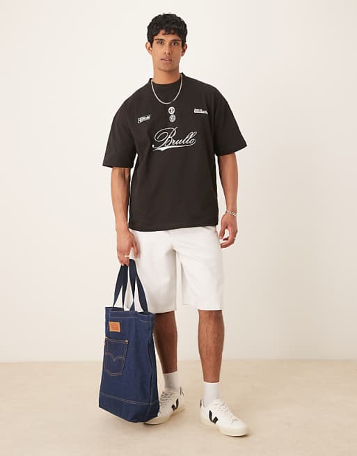 ASOS DESIGN Heavyweight Oversized T-shirt With Script Print In Black