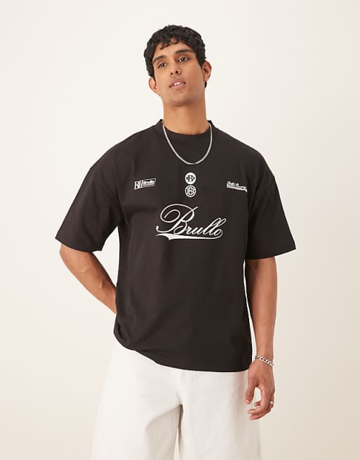ASOS DESIGN Heavyweight Oversized T-shirt With Script Print In Black