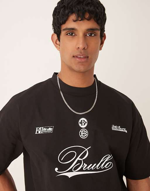 ASOS DESIGN heavyweight oversized t-shirt with script print in black