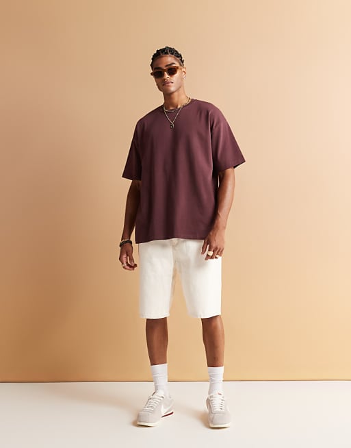 ASOS DESIGN Heavyweight Oversized T-shirt With Sport Back Graphic In Burgundy