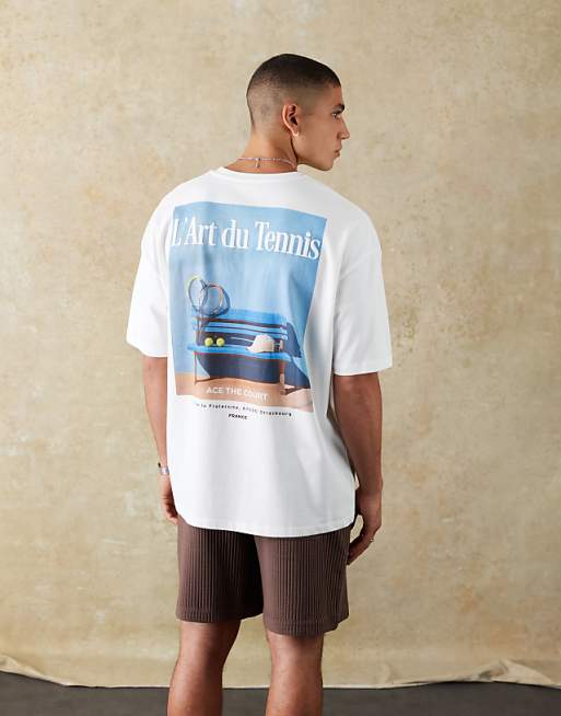 ASOS DESIGN heavyweight oversized t-shirt with summer graphic in white