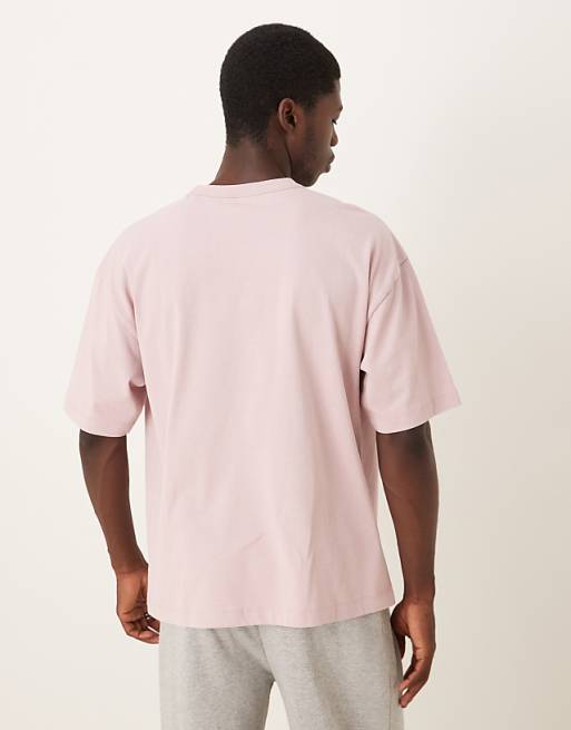 ASOS DESIGN Heavyweight Oversized T-shirt With Text Graphic In Washed Pink