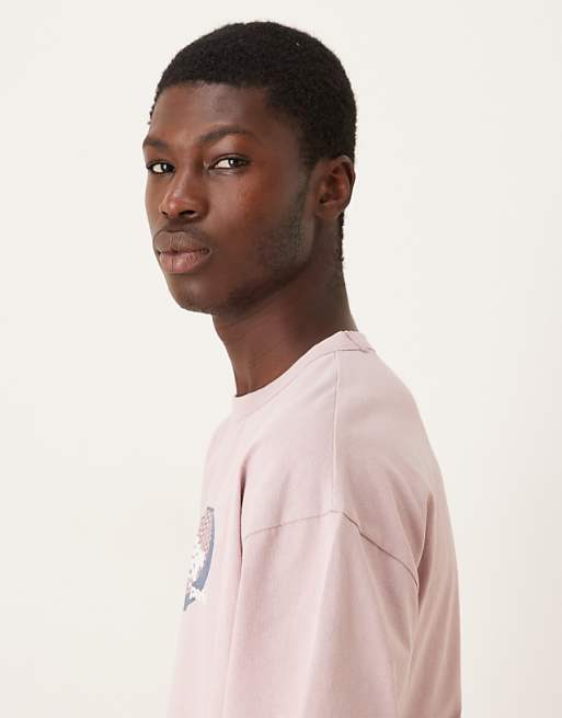 ASOS DESIGN Heavyweight Oversized T-shirt With Text Graphic In Washed Pink