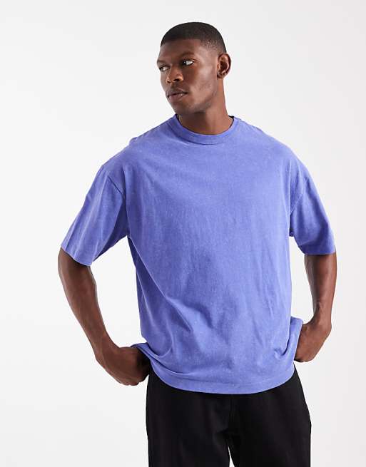 ASOS DESIGN Heavyweight Oversized T-shirt With Tiger Graphic In Washed Blue