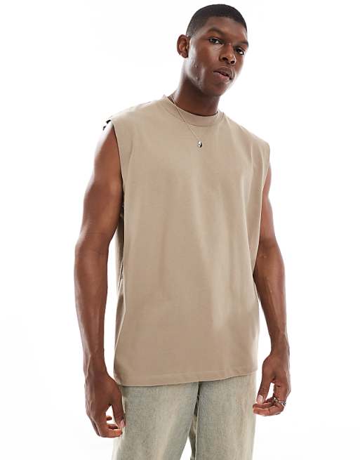 ASOS DESIGN Heavyweight Oversized Tank In Beige