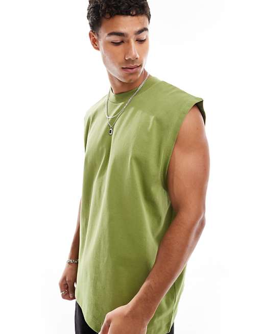 ASOS DESIGN heavyweight oversized tank in green