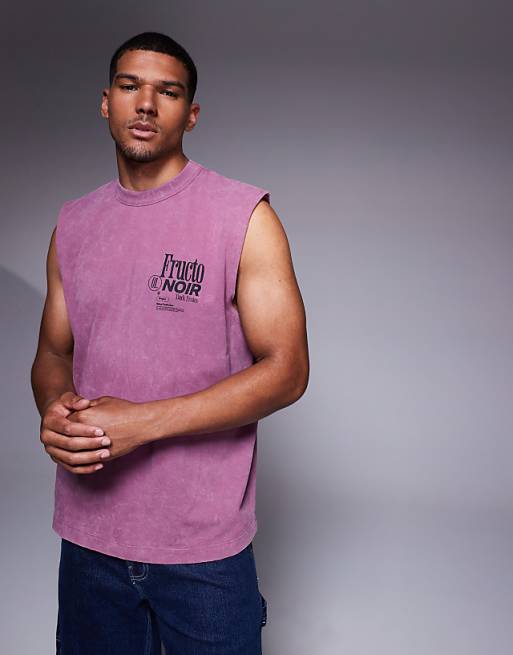 ASOS DESIGN Heavyweight Oversized Tank With Fruit Graphic In Washed Pink