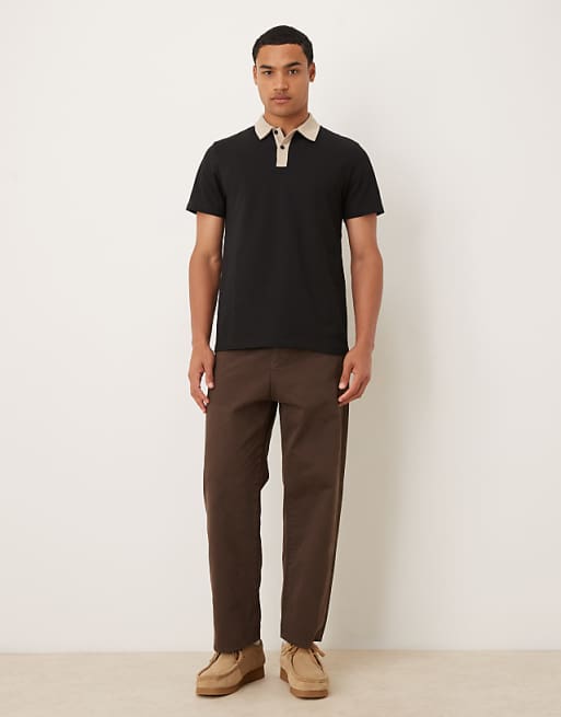 ASOS DESIGN Heavyweight Polo With Contrast Collar In Black