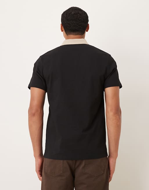 ASOS DESIGN Heavyweight Polo With Contrast Collar In Black