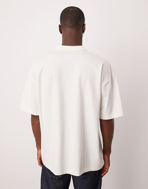 ASOS DESIGN Heavyweight Polo With Print In Beige