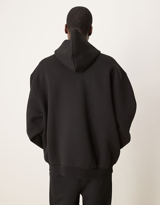 ASOS DESIGN Heavyweight Relaxed Boxy Hoodie In Scuba-style Fabric In Black