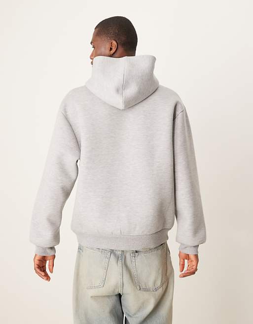 ASOS DESIGN Heavyweight Relaxed Boxy Hoodie In Scuba-style Fabric In Grey Marl