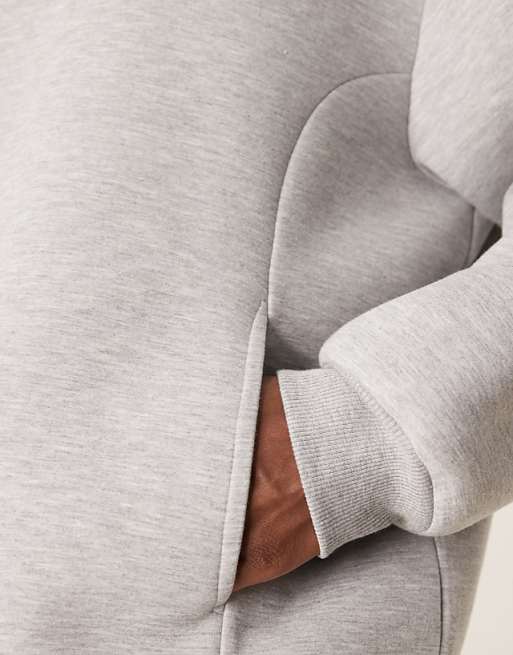 ASOS DESIGN Heavyweight Relaxed Boxy Hoodie In Scuba-style Fabric In Grey Marl