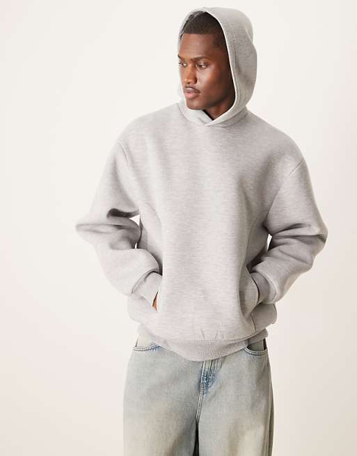 ASOS DESIGN heavyweight relaxed boxy hoodie in scuba-style fabric in grey marl