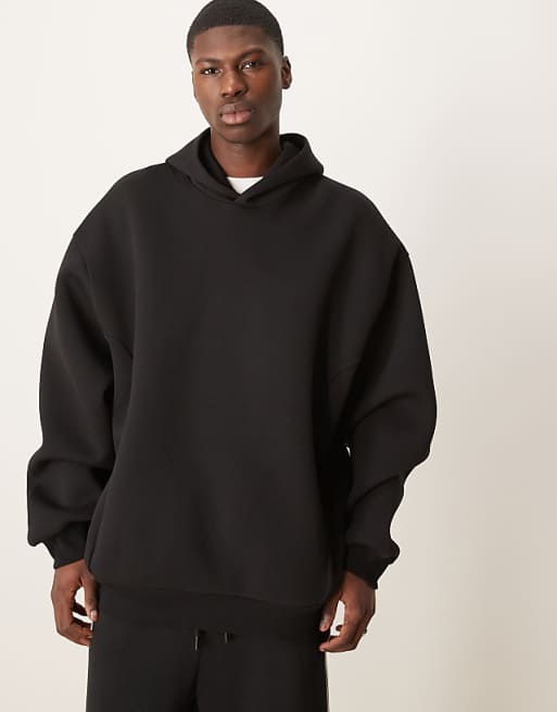 ASOS DESIGN heavyweight relaxed boxy hoodie in scuba-style fabric in black